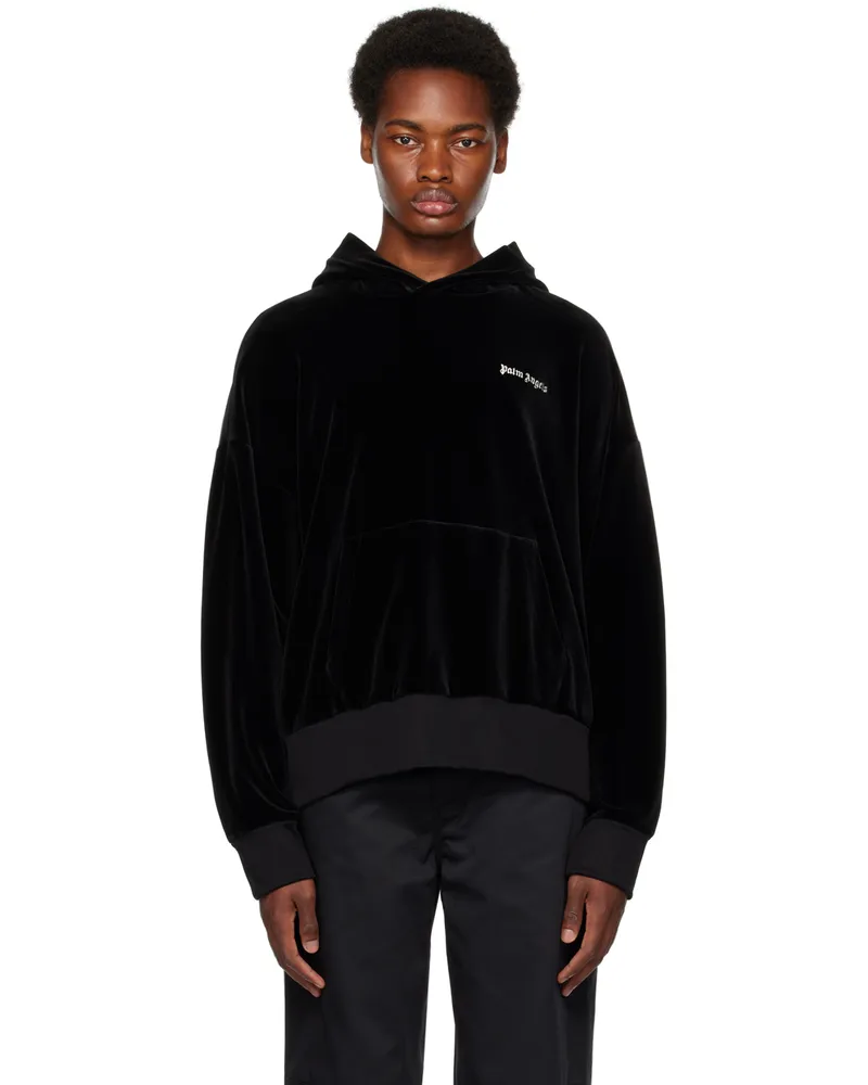 Palm Angels Black Embroidered Hoodie Black