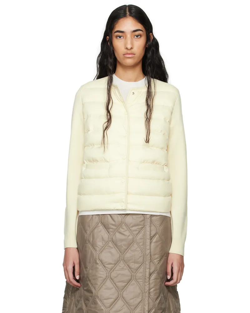 Moncler White Paneled Down Cardigan 4