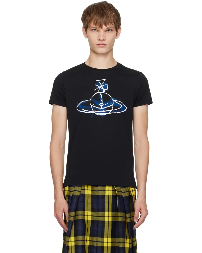 Vivienne Westwood Black Drawn Orb Peru T-shirt Aw25-black