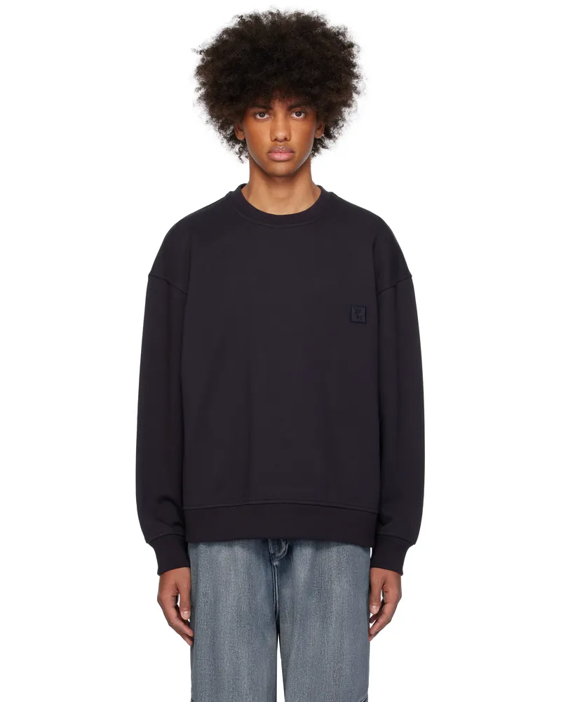 Wooyoungmi Navy 3D Flower Back Logo Sweatshirt 722n