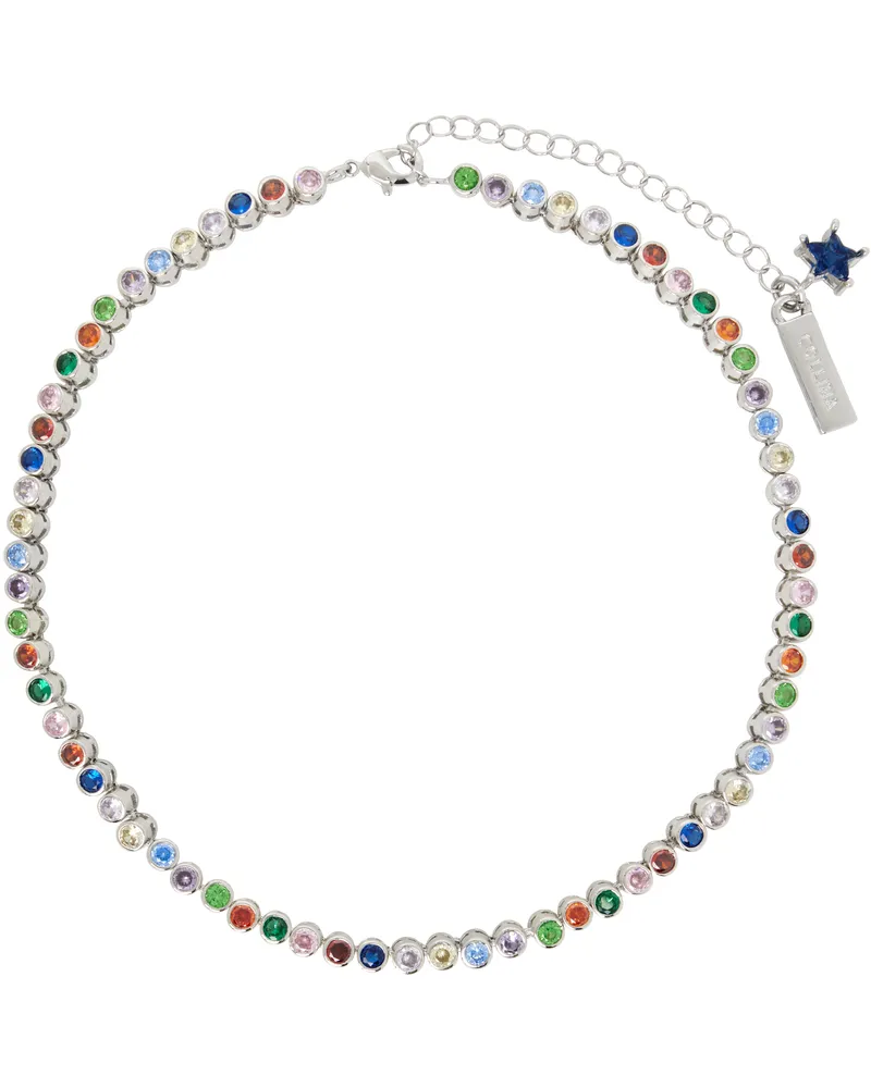 Collina Strada Silver Brass Tennis Necklace Multi