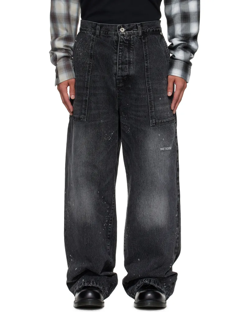 WE 11 DONE Black Distressed Jeans Black