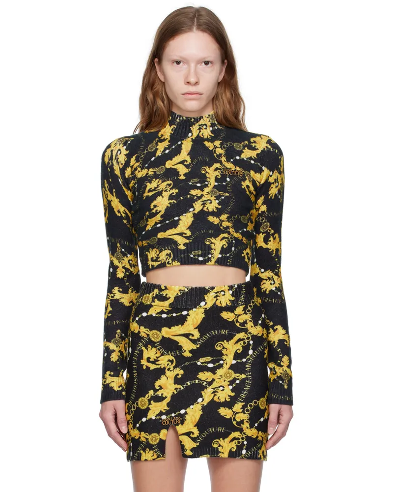 Versace Jeans Black Chain Couture Sweater Eg89