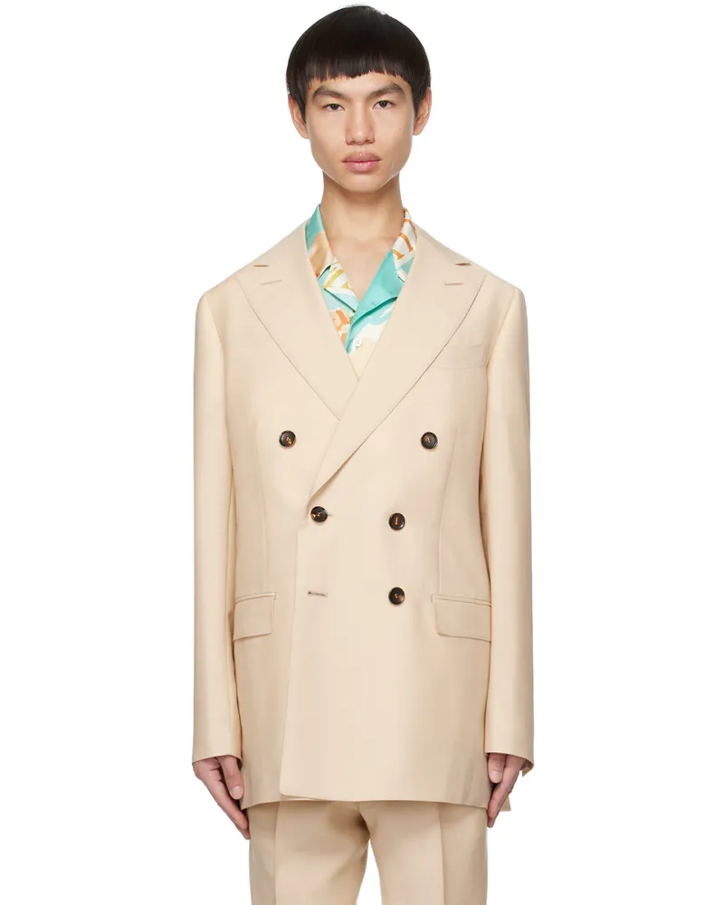 Bally Beige Double-Breasted Blazer Lido