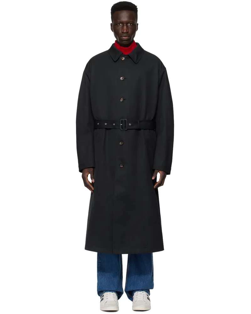 Bally Navy Belted Coat Navy