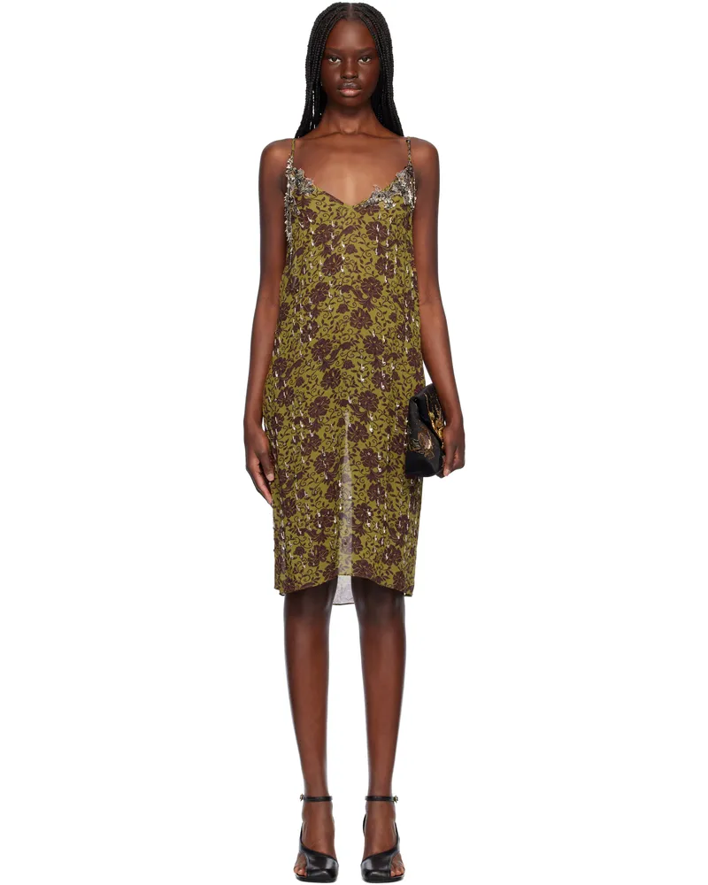 Dries van Noten Green Beaded Midi Dress 607