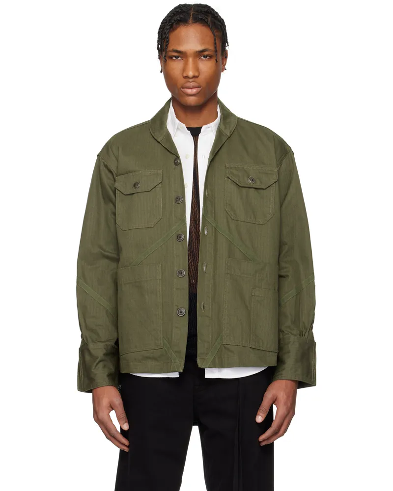 Greg Lauren Khaki Army Boxy Jacket Army