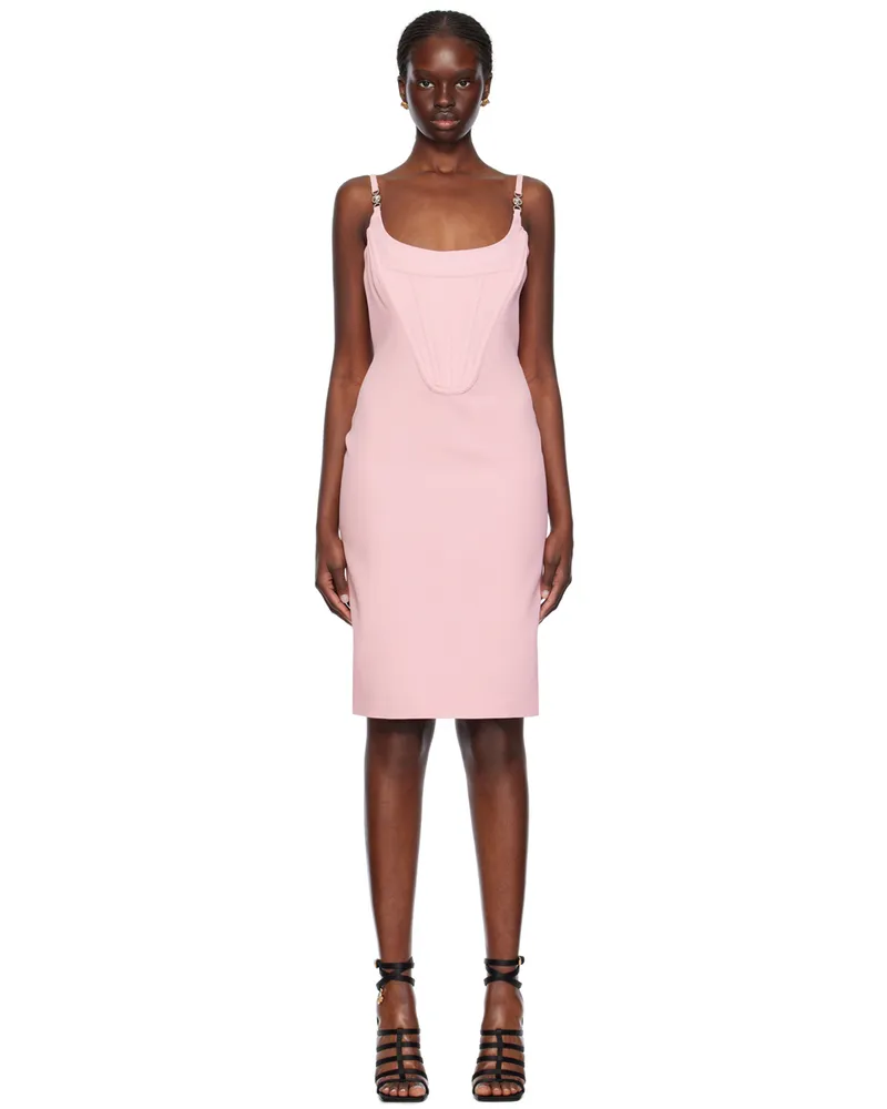 Versace Pink Corset Midi Dress 1pr20-pale
