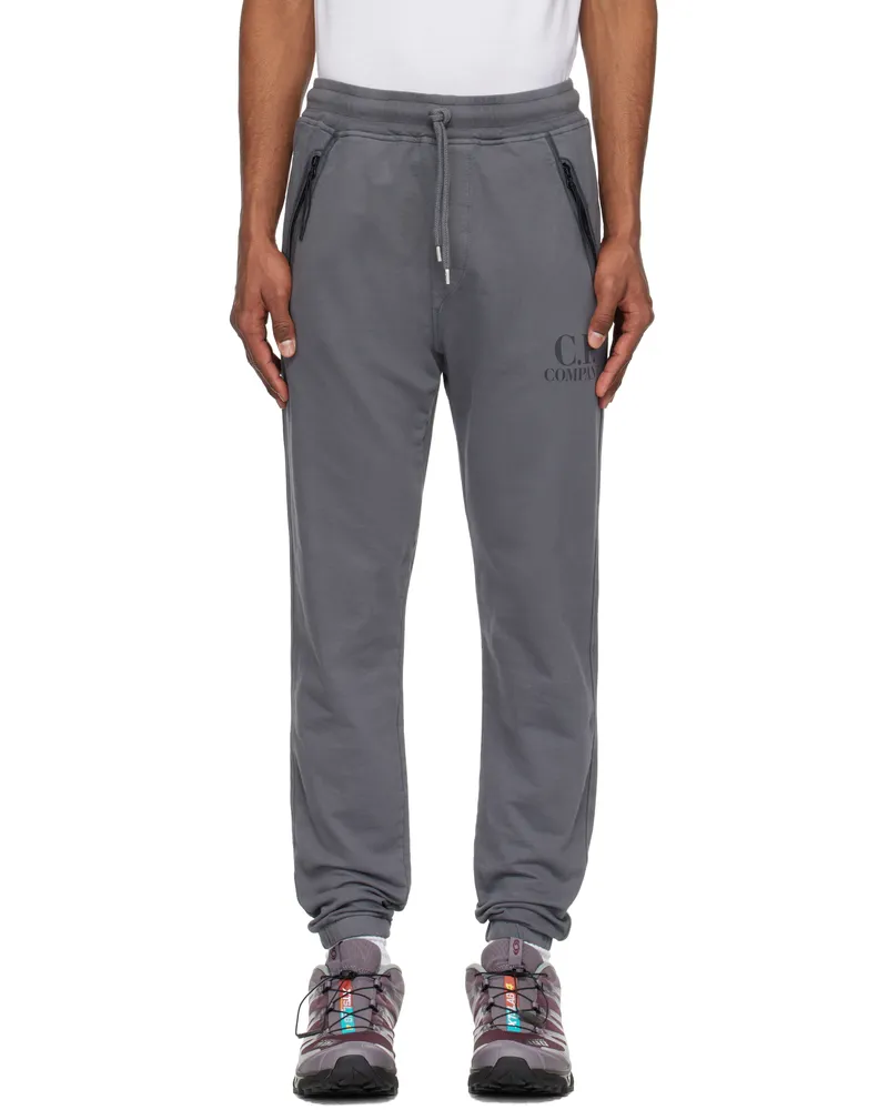 C.P. Company Gray Light Fleece Logo Sweatpants 935