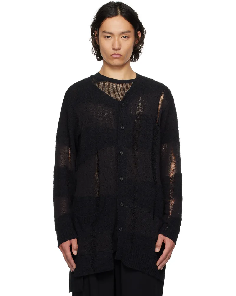 Yohji Yamamoto Black 5G Randome Damage Processed Cardigan 2