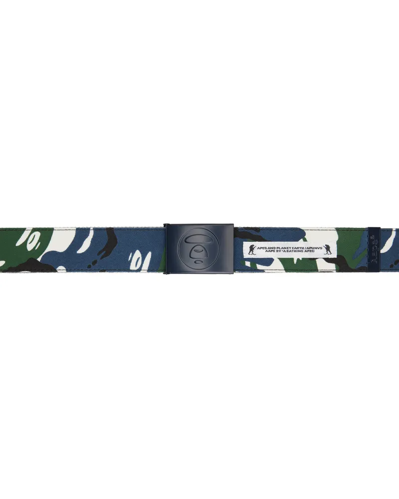AAPE by A Bathing Ape Navy 'AAPE' Moonface Logo Camo Reversible Belt Nym