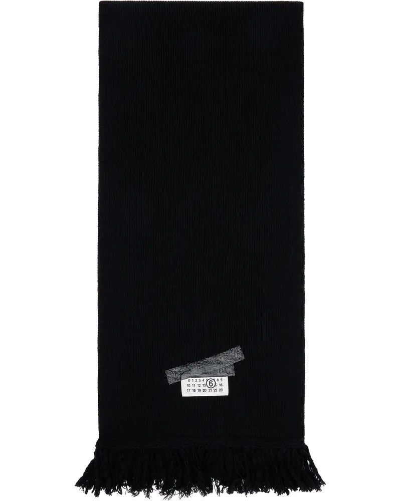 Maison Margiela Black Taped Label Wool Scarf Black