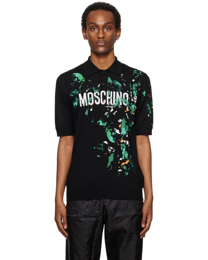 Moschino Black Paint Splatter Polo A2555