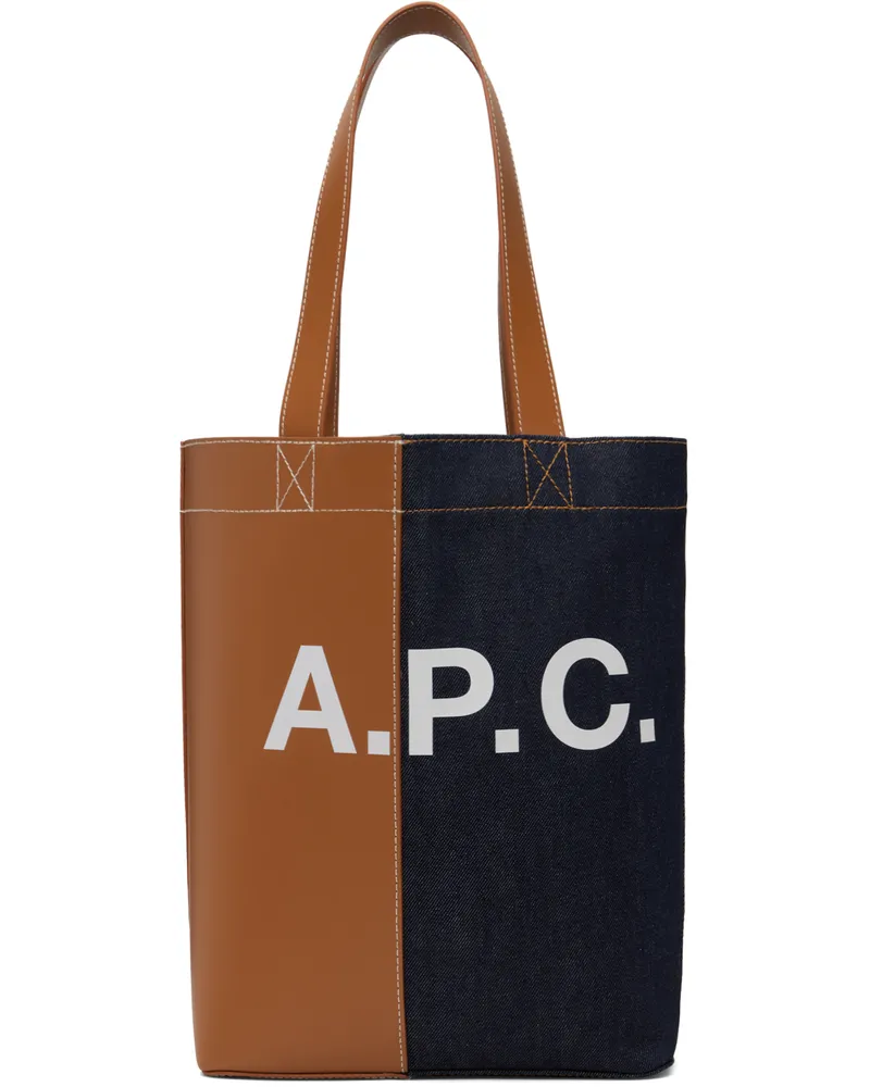 A.P.C. Tan & Navy Axel N/S Tote Caf
