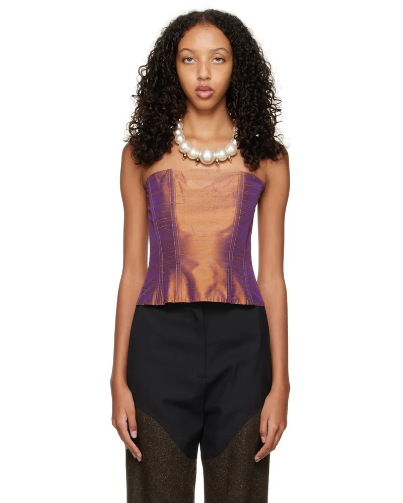 Puppets and Puppets Gold Iridescent Tank Top Gold