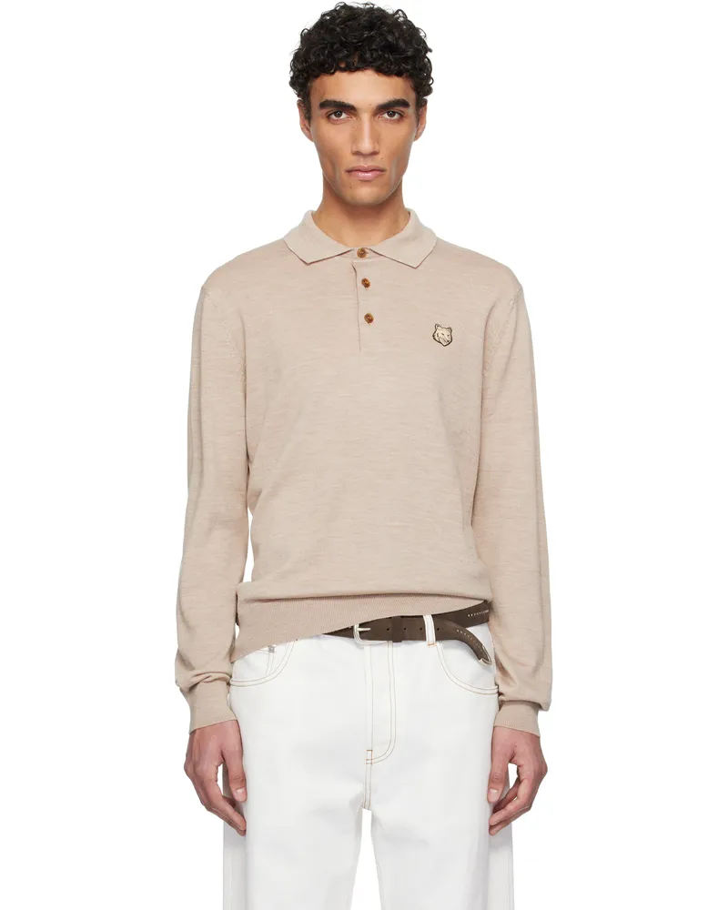 Kitsuné Beige Bold Fox Head Patch Polo 0134