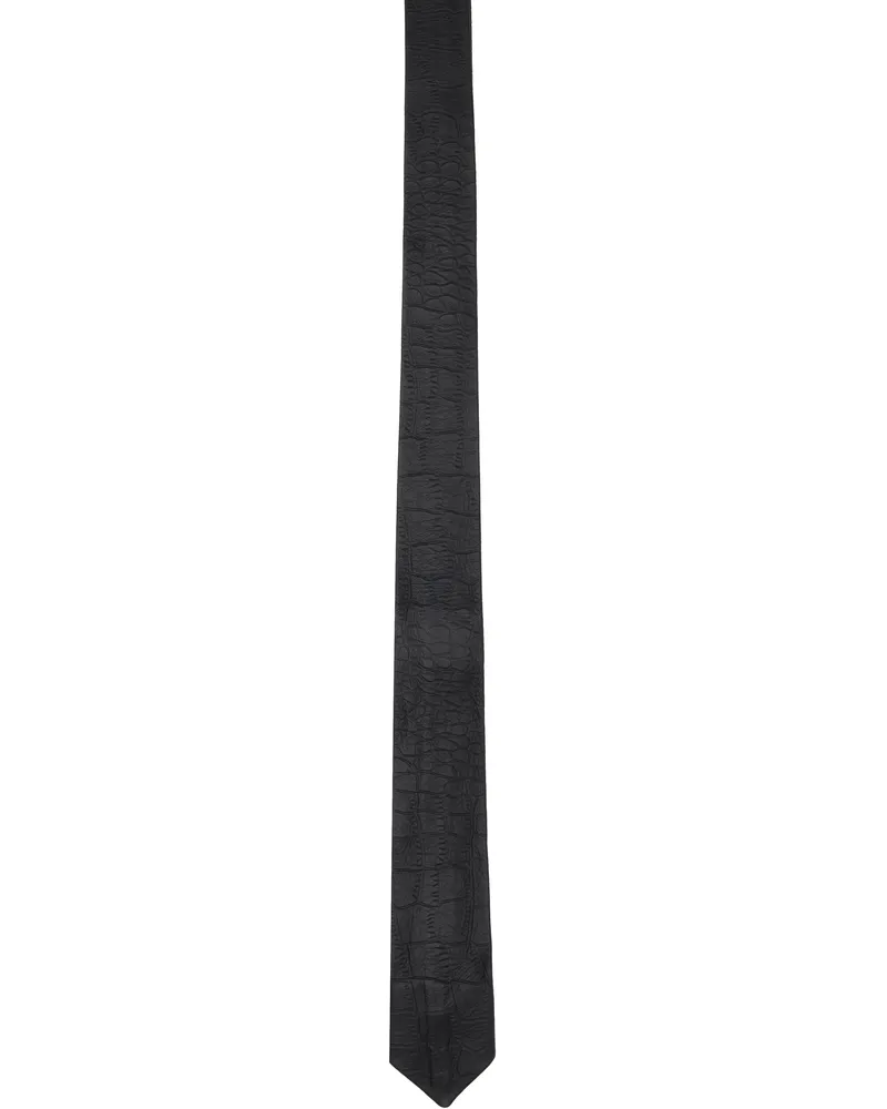 VEERT Black Croco Leather Tie Black