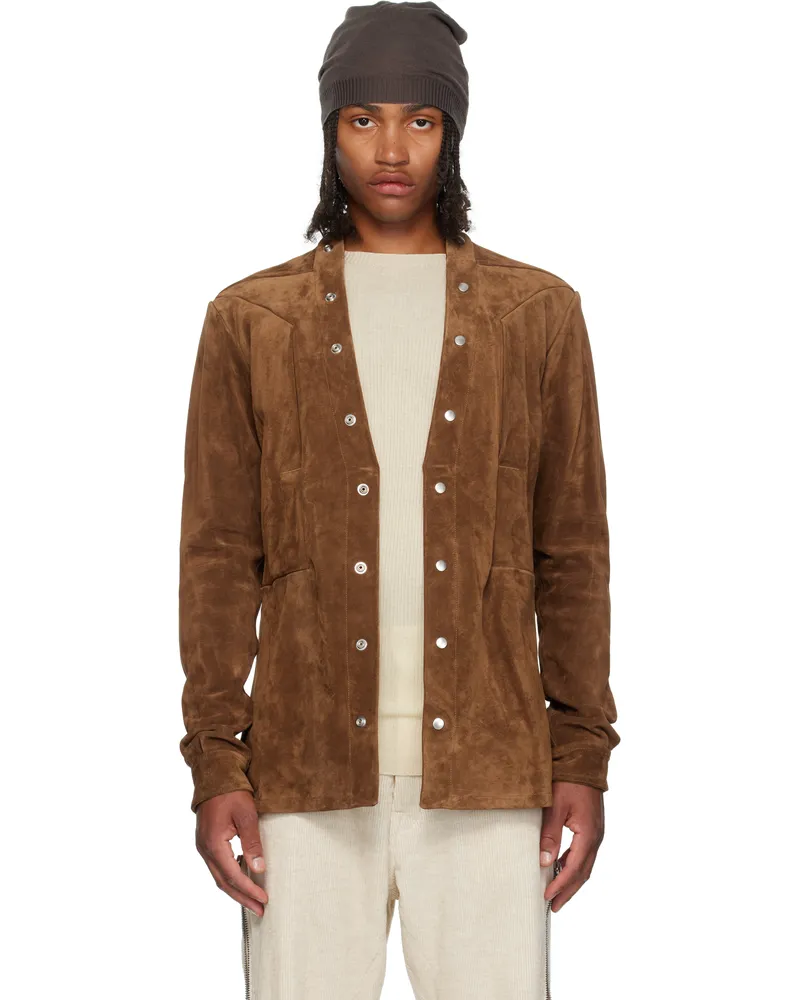 Rick Owens Brown Concordians Larry Fogpocket Suede Jacket 134