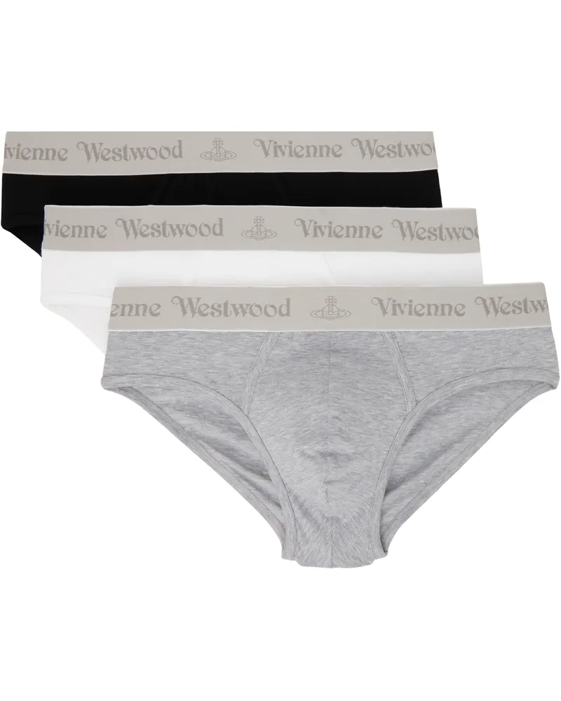Vivienne Westwood Three-Pack Multicolor & Gray Band Slip Briefs Ss24-o401