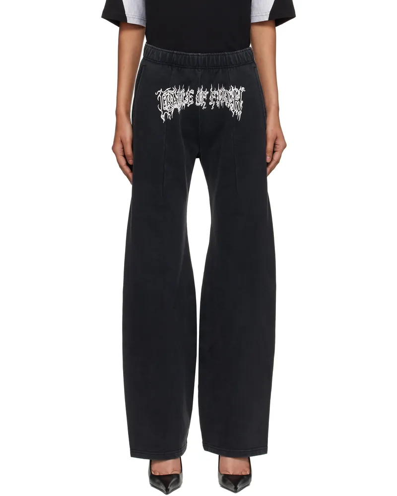 VETEMENTS Black 'Cradle Of Filth' Bell-Bottom Sweatpants Washed