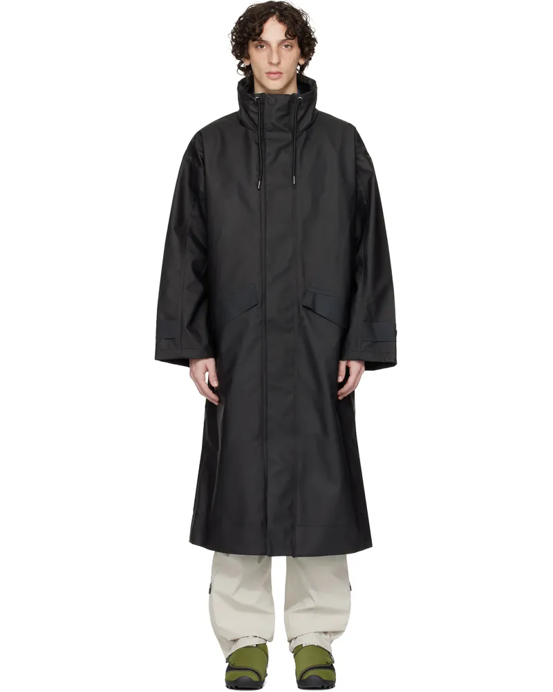 RAINS Black Vision Longer Raincoat Black