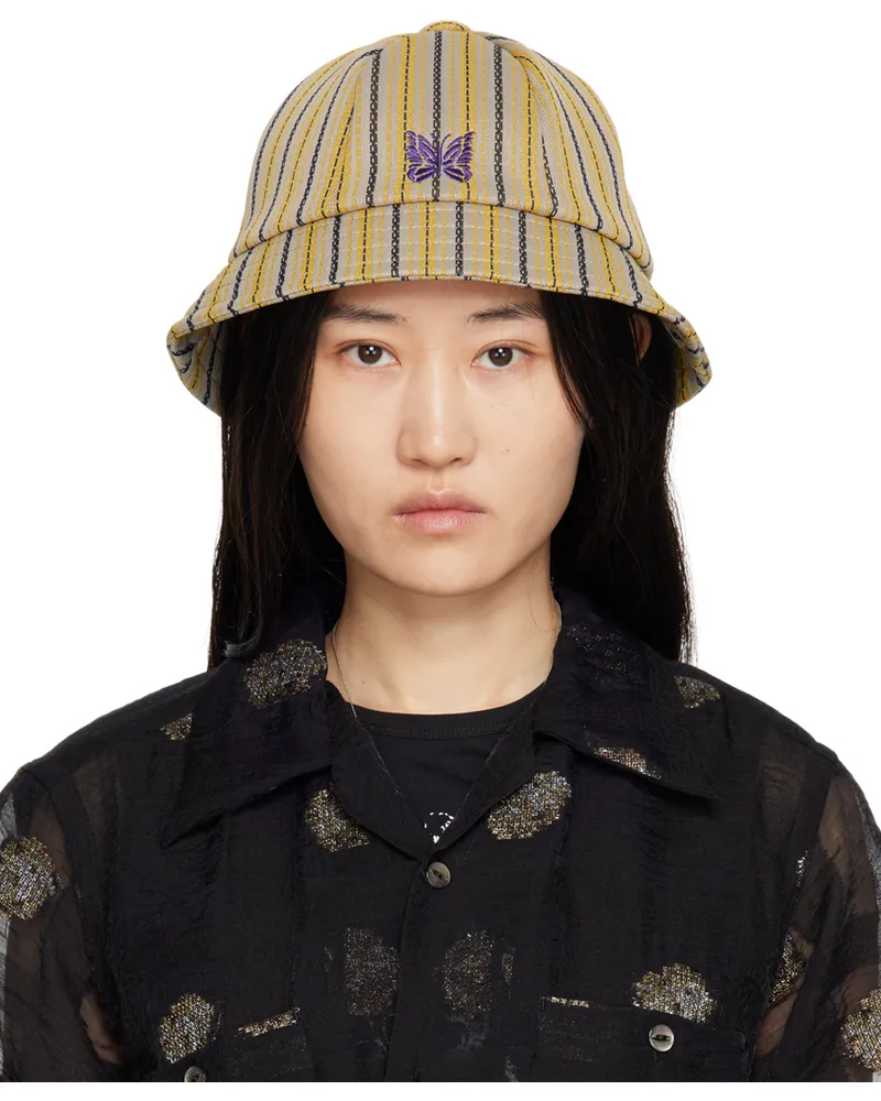 NEEDLES Gray & Yellow Bermuda Bucket Hat D-stripe