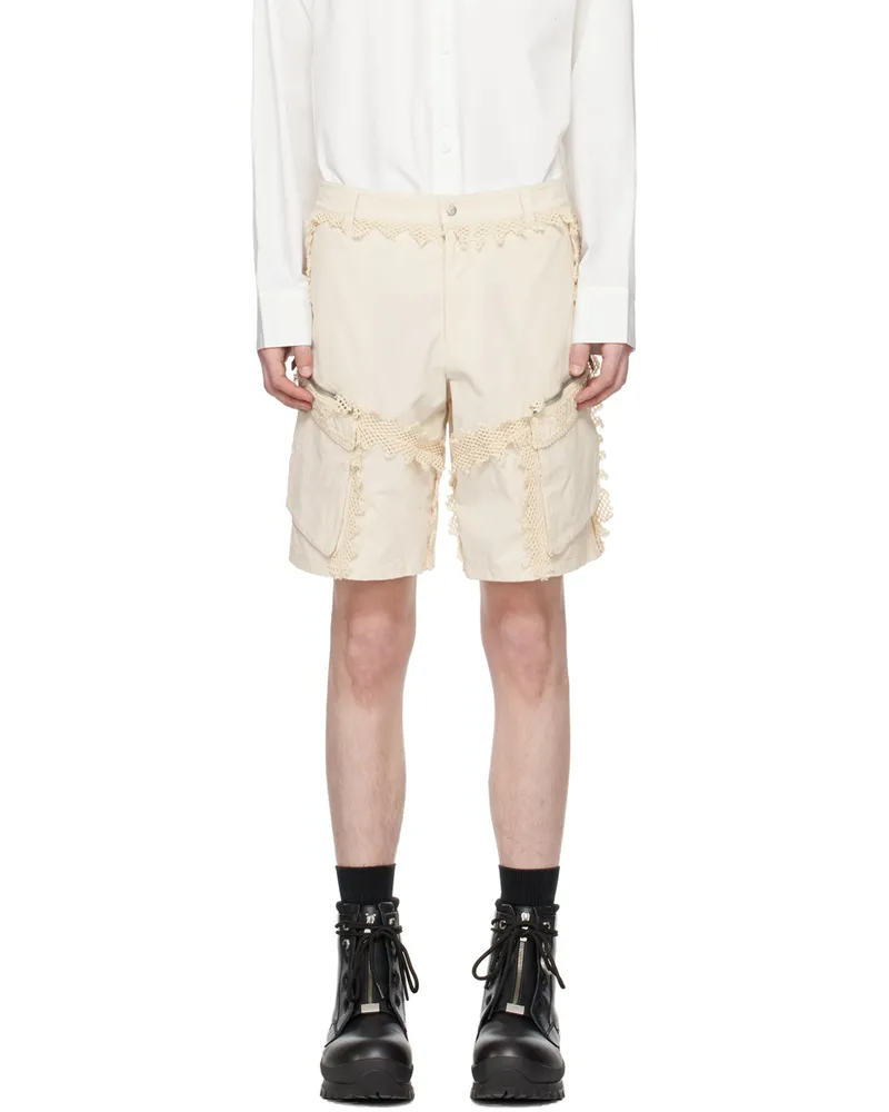 Heliot Emil Off-White Spherical Shorts Stone