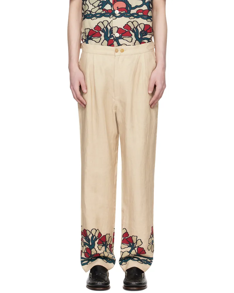 BODE Beige Garden Lattice Trousers Ecmlt