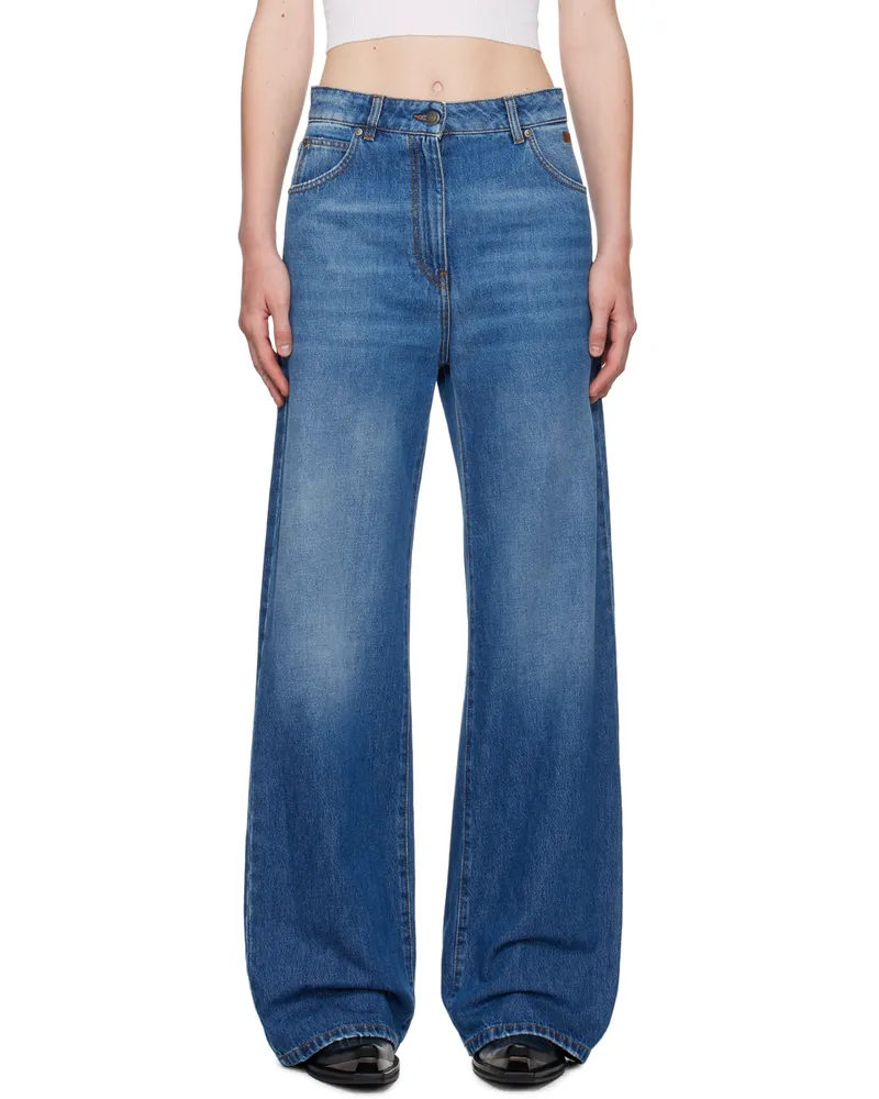 MSGM Blue Wide-Leg Pre-Washed Effect Jeans 89