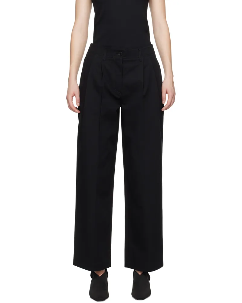 Totême Black Relaxed Trousers 001