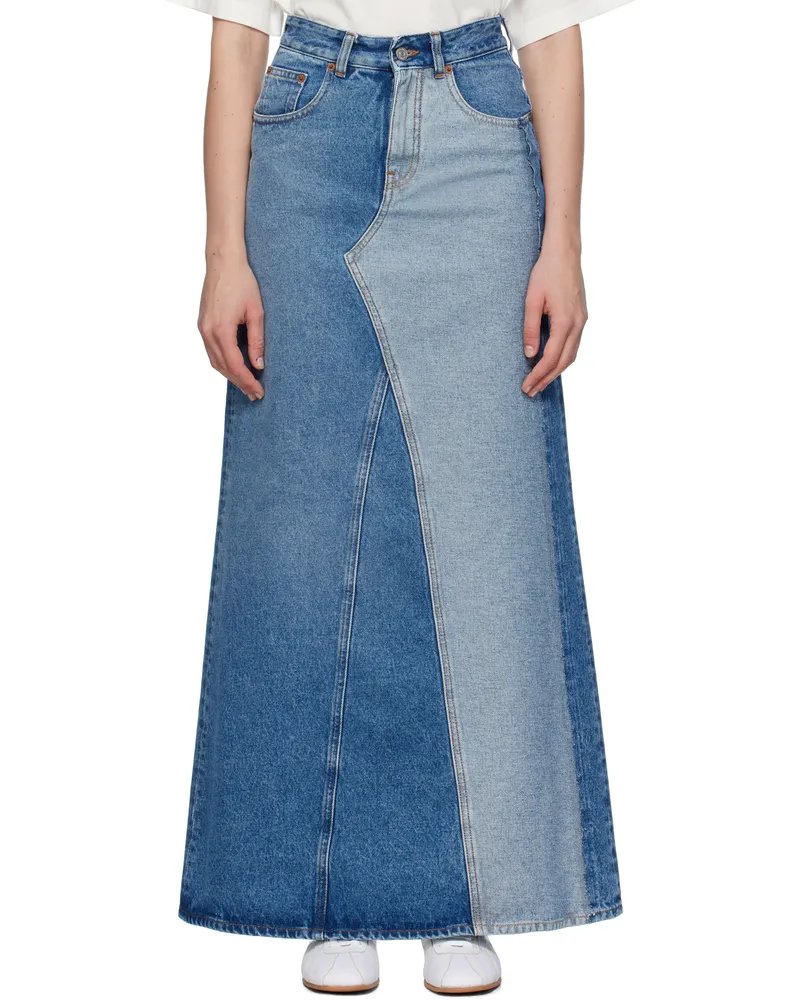 Maison Margiela Blue Faded Denim Maxi Skirt 967