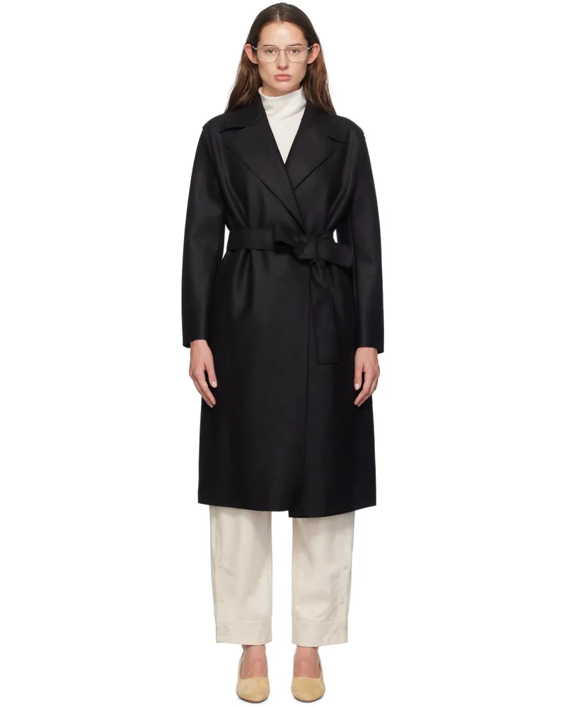 Harris Wharf London Black Belted Long Coat 199