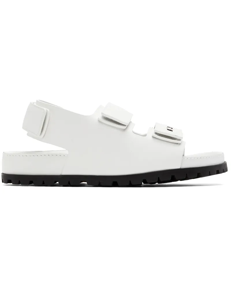 JUUN.J White Leather Flat Sandals 1