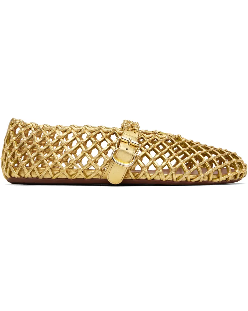 Alaïa Gold Braided Goatskin Ballerina Flats 190