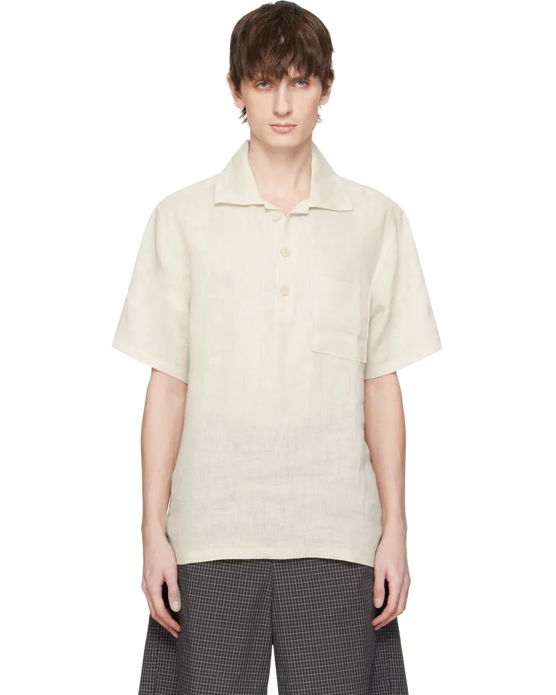 OAS Off-White Girona Linen Polo Offwhite