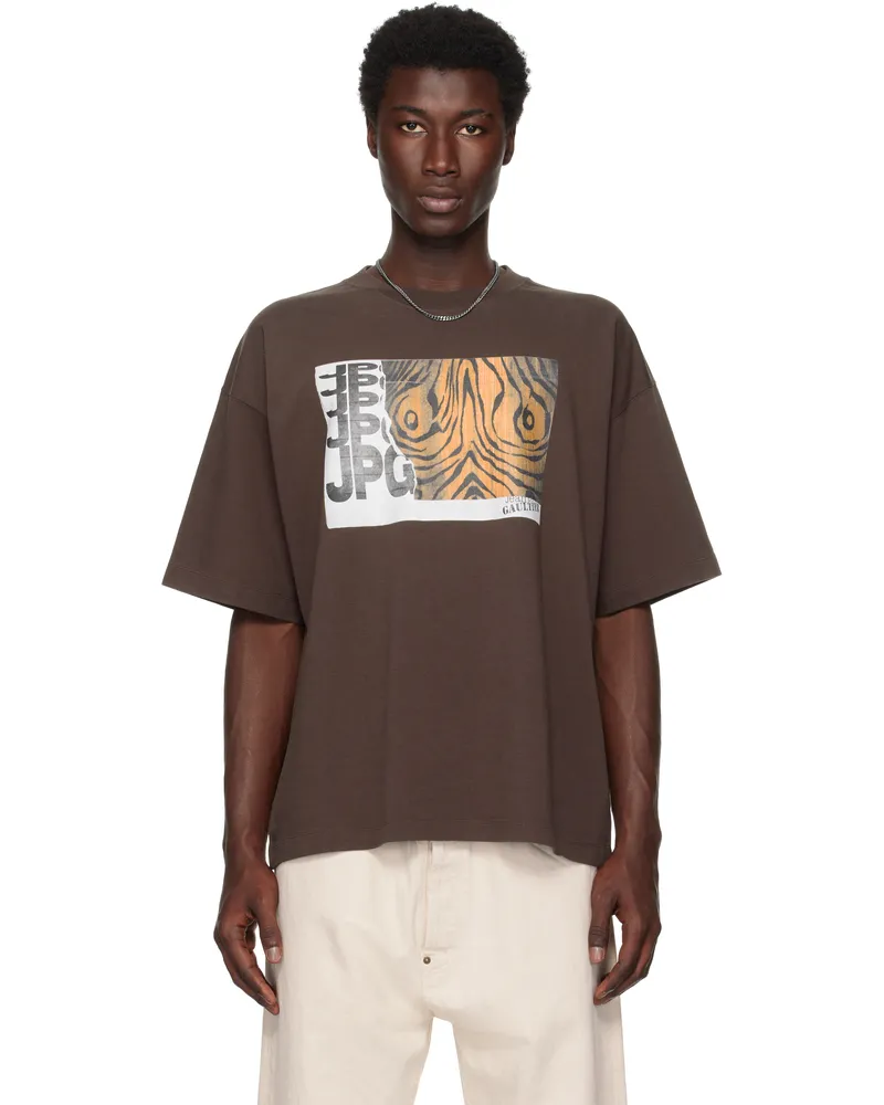 Jean Paul Gaultier Brown Printed Wood Oversized T-shirt 710060-chocolat