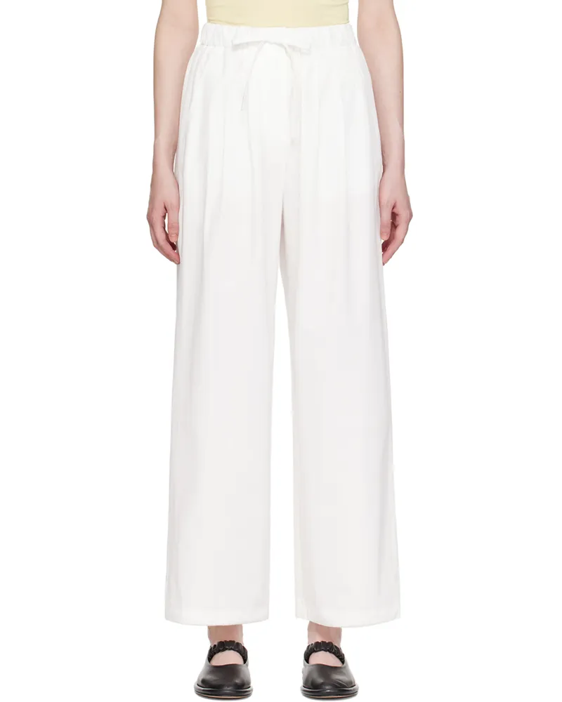 AMOMENTO White Drawstring Trousers White