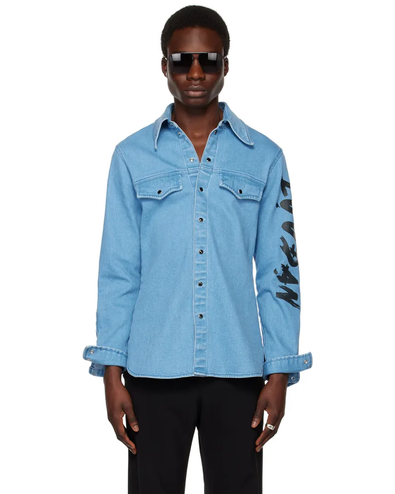 LU'U DAN Blue Printed Denim Shirt Farmer