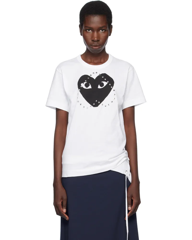 Comme des Garçons White Stud Print Black Heart T-shirt 1