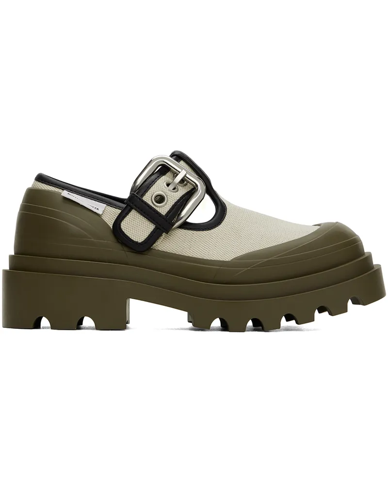 Bottega Veneta Beige & Khaki Trek Mary-Jane Loafers 9248