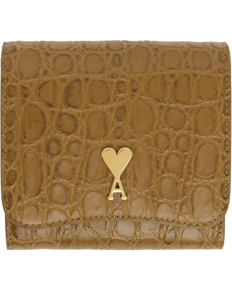 AMI Paris Tan Paris Paris Compact Wallet Bronze