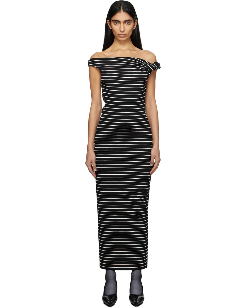 MSGM Black & White Striped Midi Dress 99
