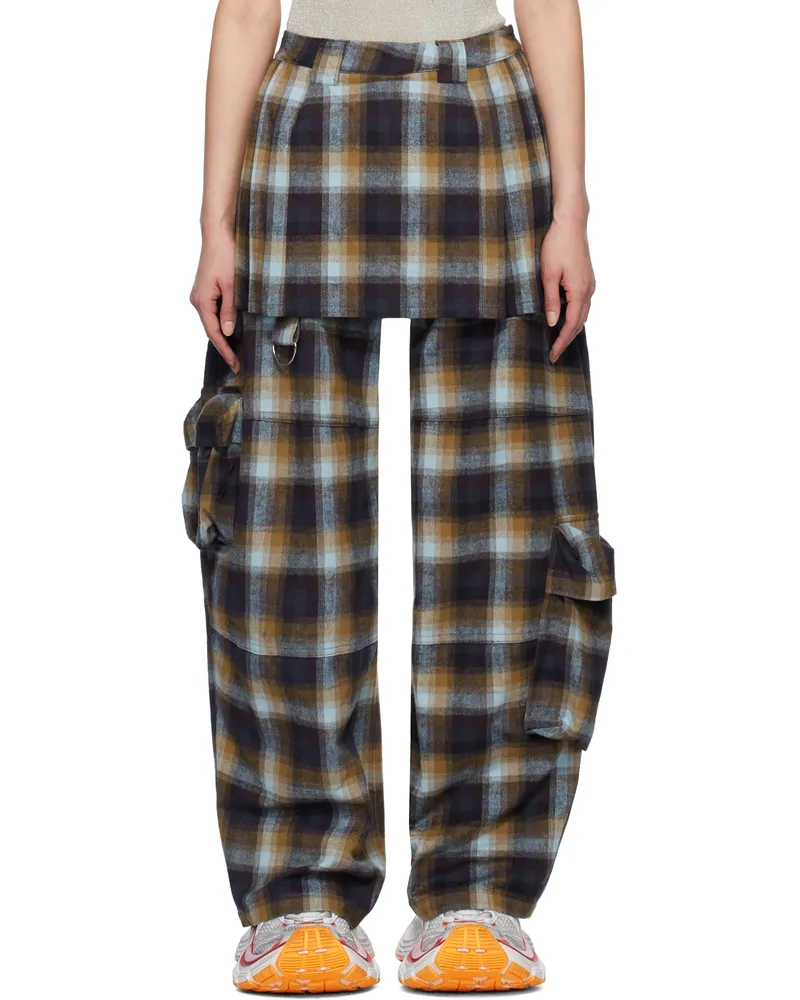 Collina Strada Navy & Brown Lawn Skirt Cargo Pants Navy