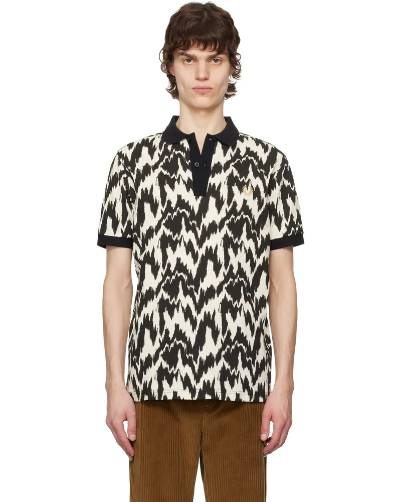 Fred Perry Black & Beige Animal Print Polo 560