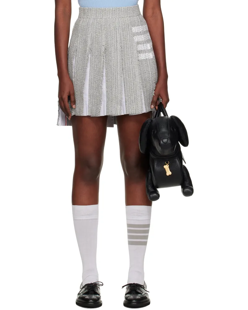 Thom Browne Gray Classic Pleated 4-Bar Miniskirt 035