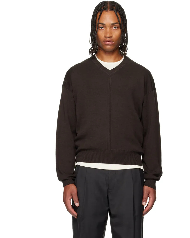 Christophe Lemaire Brown V-Neck Sweater Br397