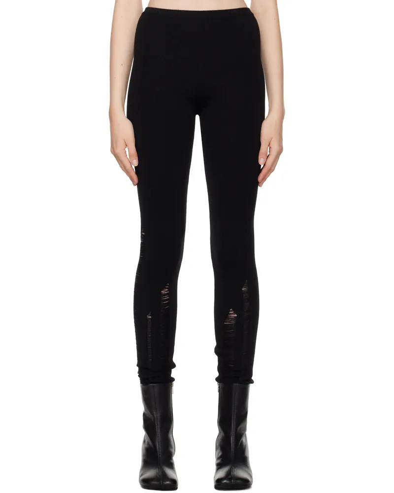 Maison Margiela Black Compact Distressed Leggings 900