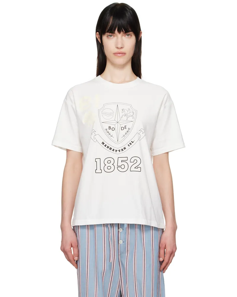 BODE White Crest Reversible T-shirt Cream