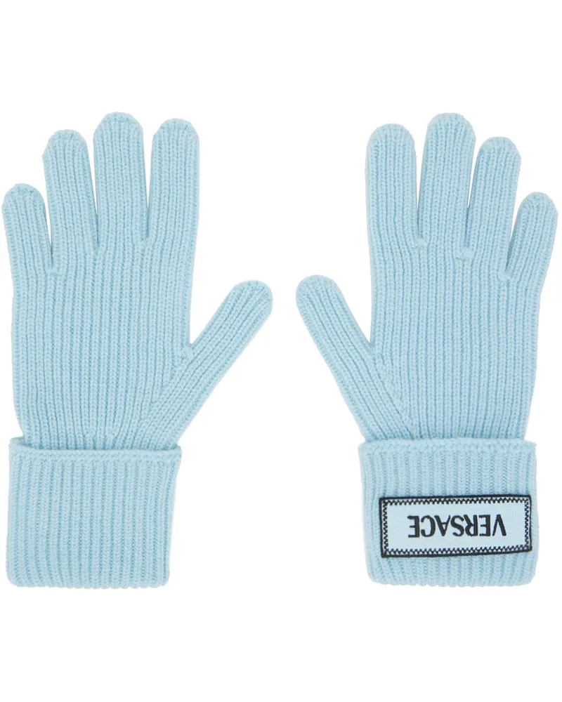Versace Blue 90s Logo Gloves 1vd50-pale