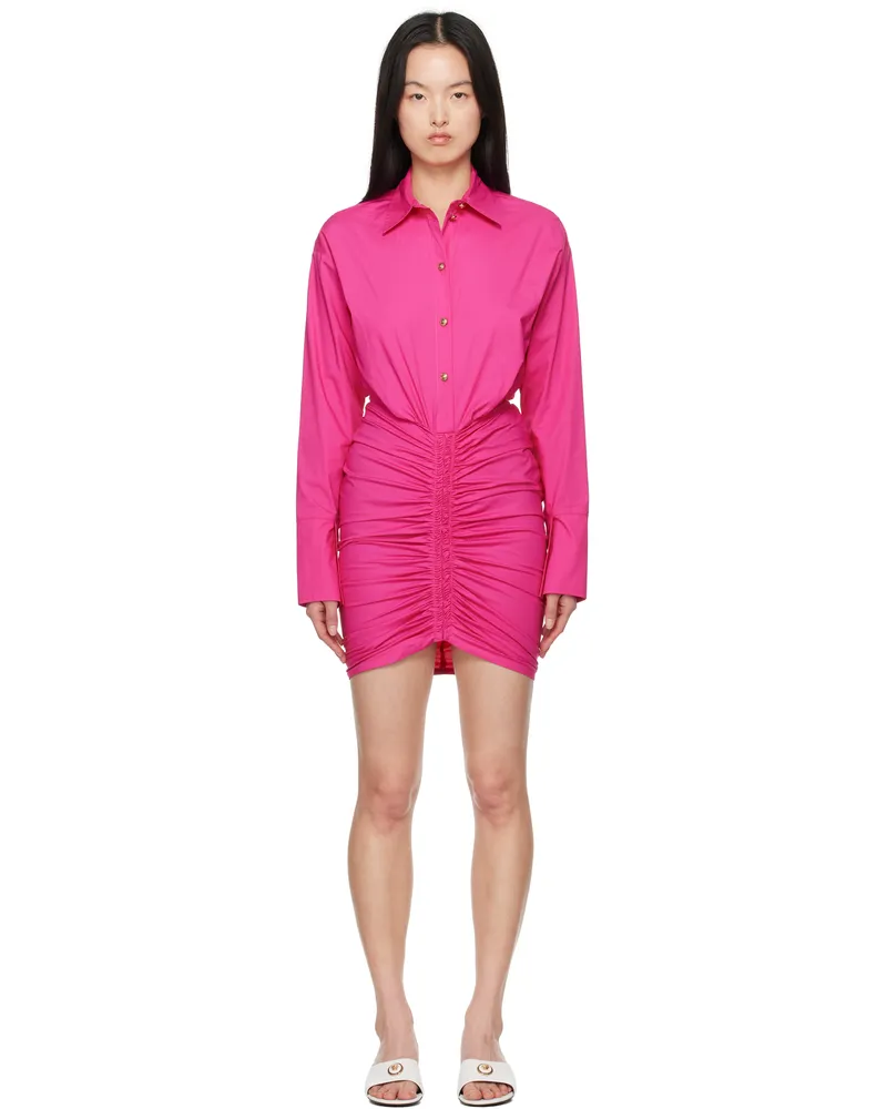 Versace Jeans Pink Ruched Shirt Minidress E494